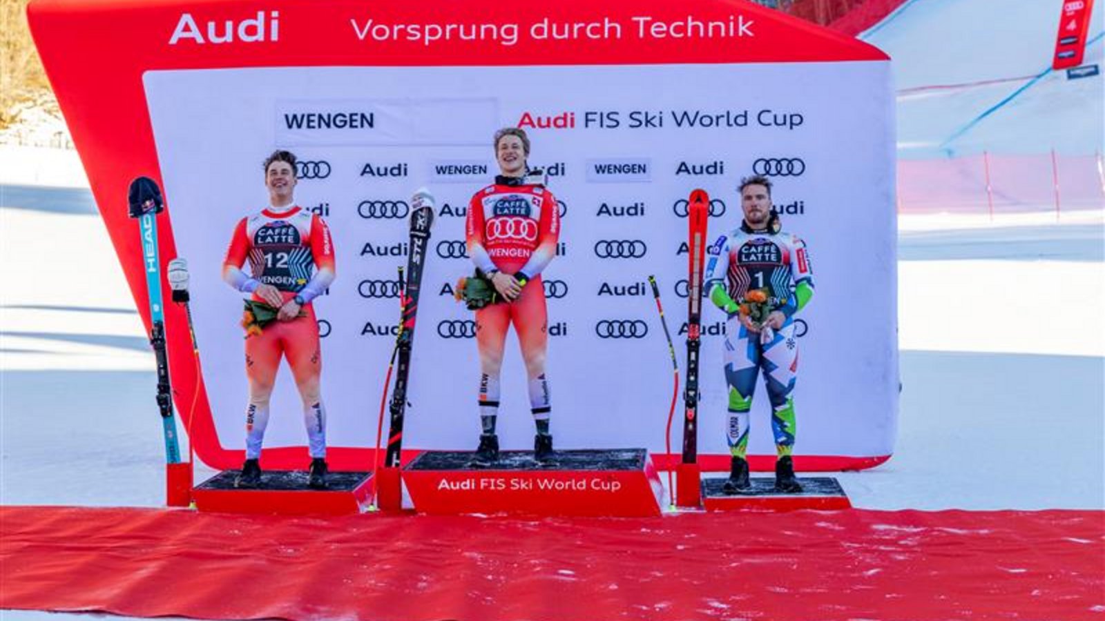 Marco Odermatt wins the legendary Lauberhorn downhill for the second time